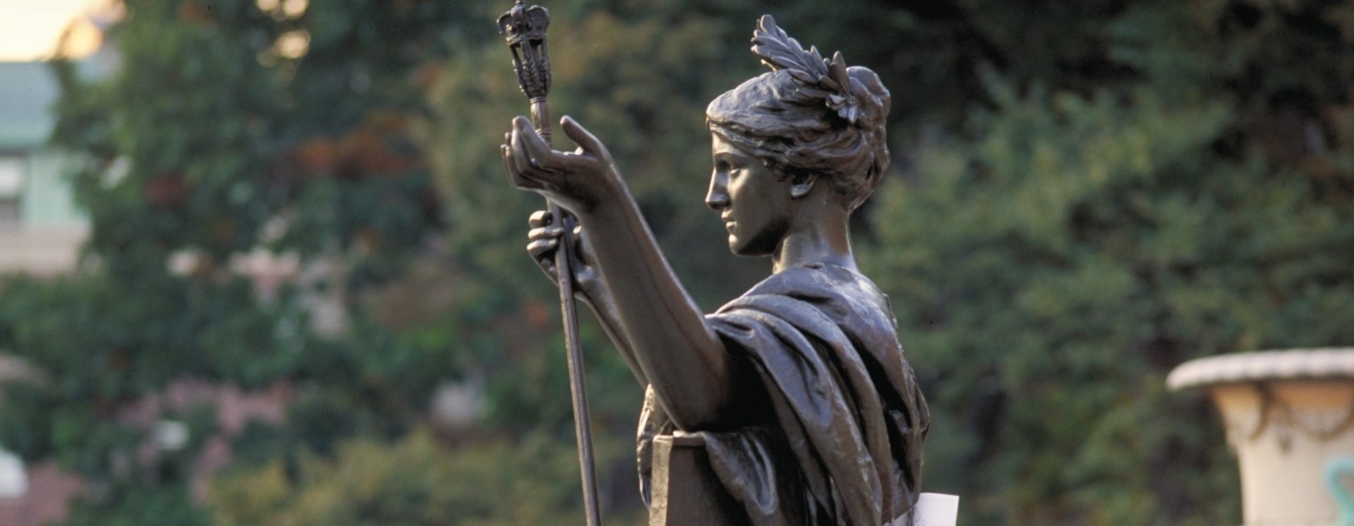 Columbia University Alma Mater side image of a statue of a woman