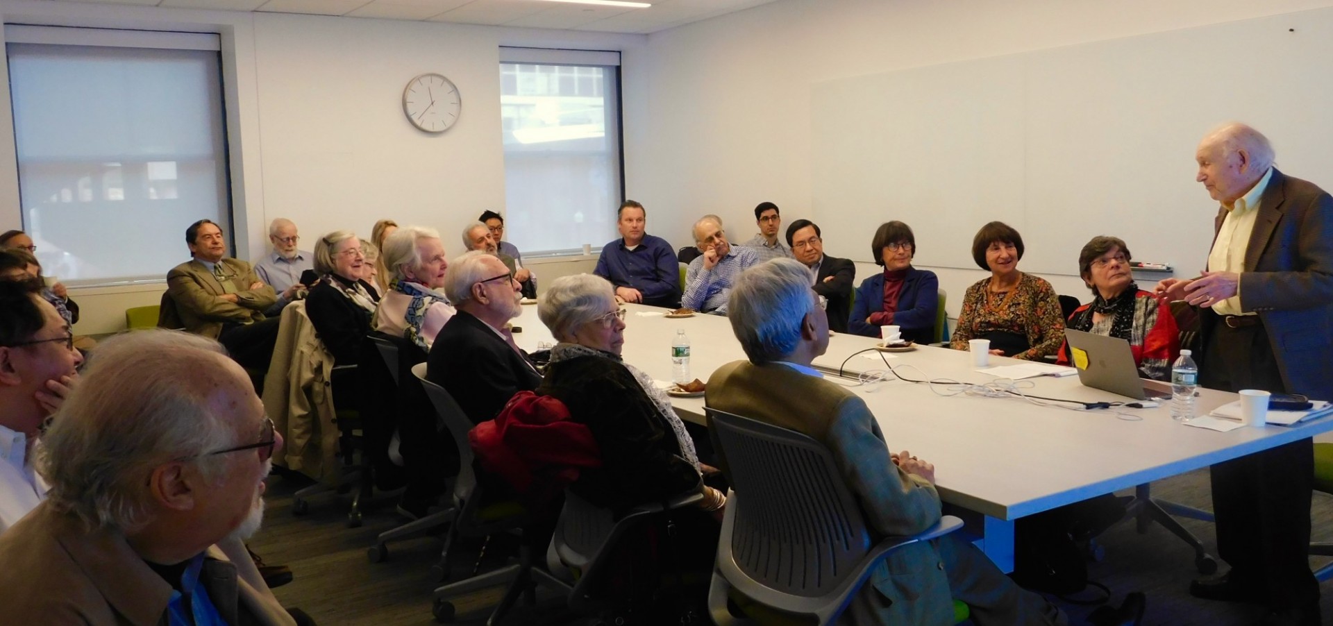 Professor Emeritus Mischa Schwartz presents talk to EPIC members and Fu Foundation School of Engineering deans, faculty and students